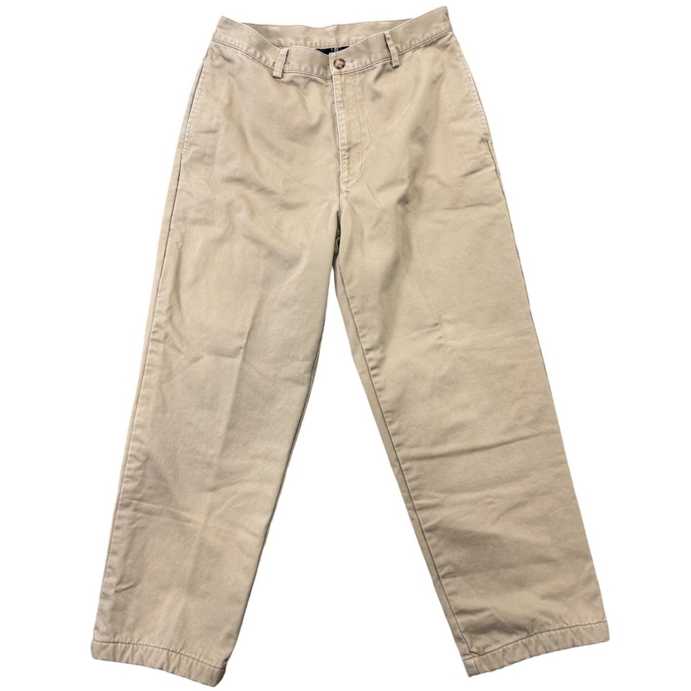 LL Bean Mens 31x29 Flannel Lined Chino Pants Khaki Tan Natural Fit Plaid 162385